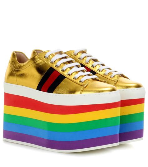 gucci peggy platform sneakers sale|Gucci peggy rainbow platform sneakers.